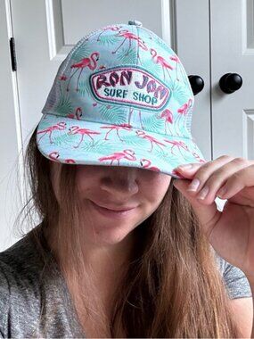 Ron Jon | Blue and Pink Flamingo Party Trucker Hat | One Size